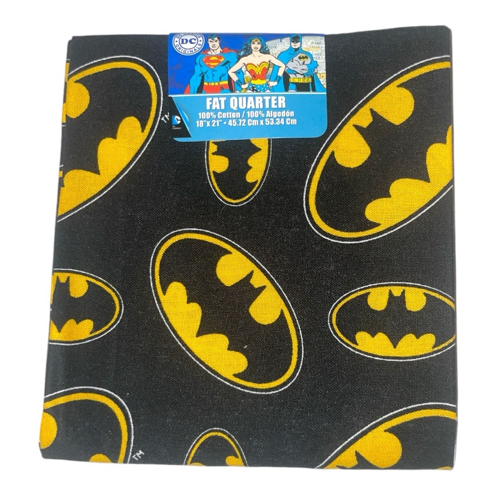 Batman Logo Fat Quarter DC Comics 18" X 21" Pre Cut Quilt Fabric Cloth Sewing